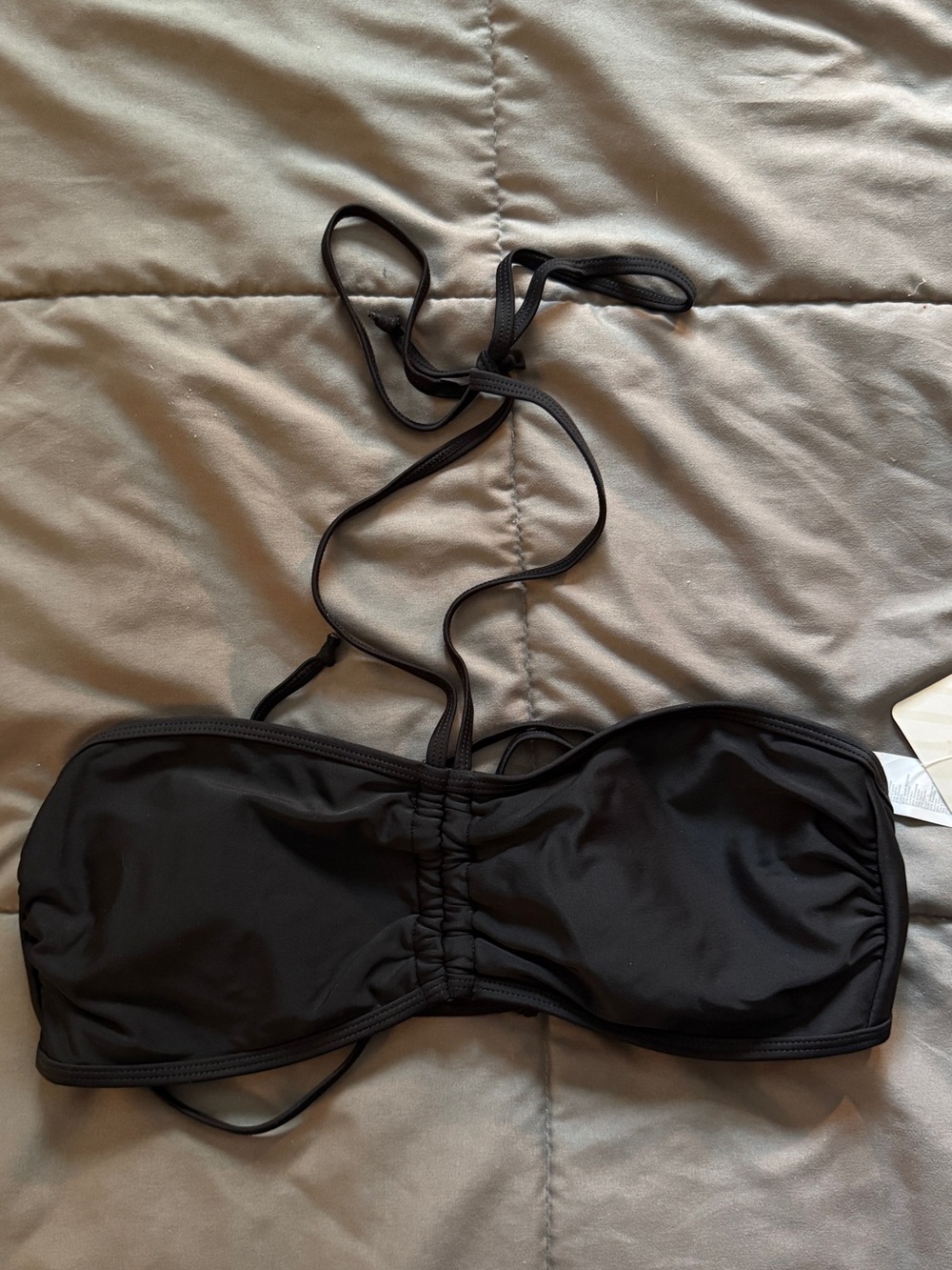 Fabletics Black Bandeau Bikini Top & Strappy Bottoms M top/L bottoms